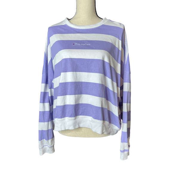 Champion Sweatshirt in Purple and White Stripes Size 2XL - Picture 1 of 5